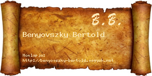 Benyovszky Bertold névjegykártya